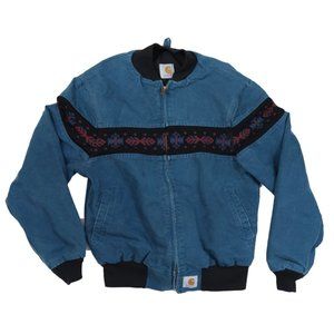 Vintage Carhartt Aztec Jacket Canvas Blue Size s